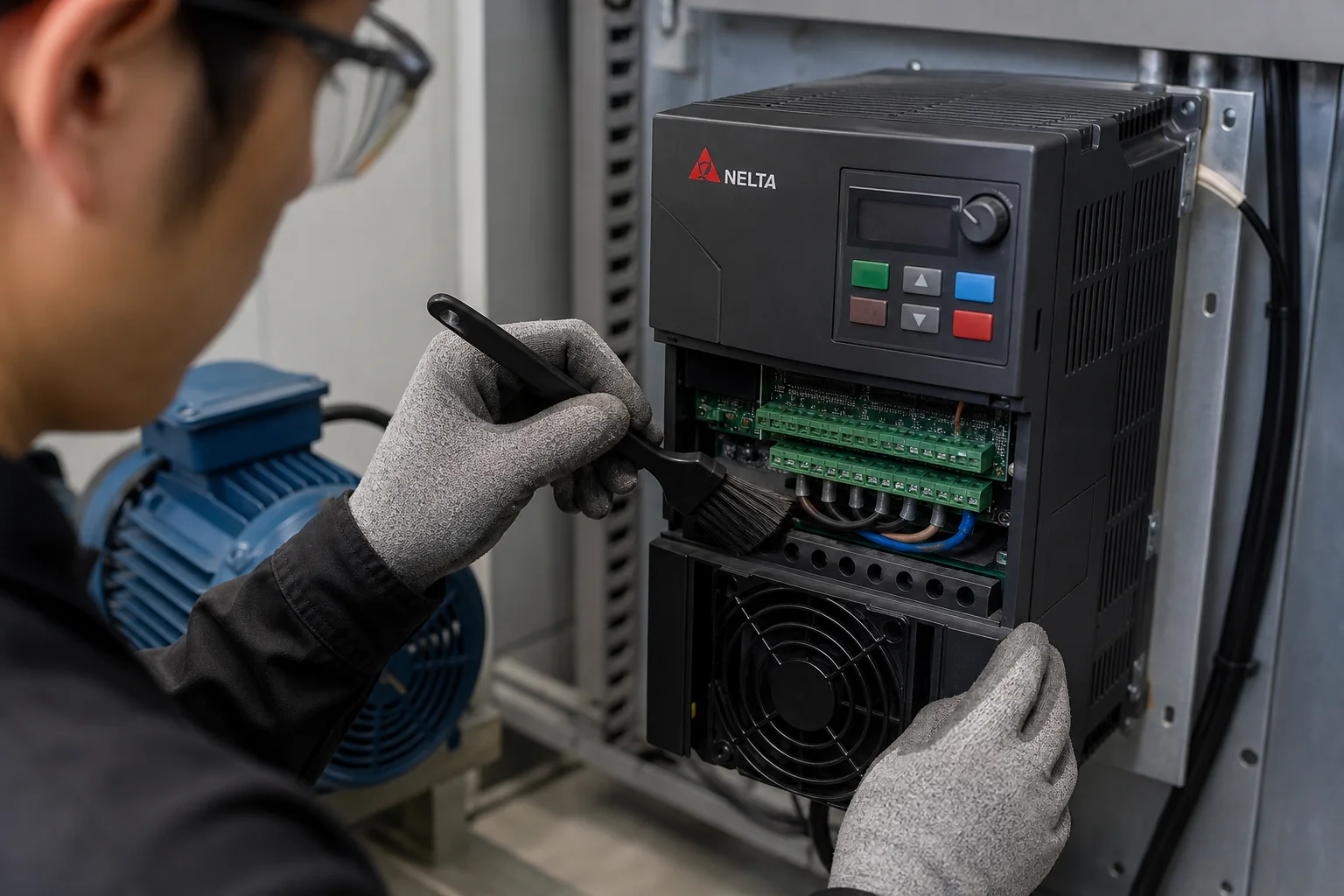 Kiểm tra terminal điều khiển và quạt làm mát biến tần Delta Electronics