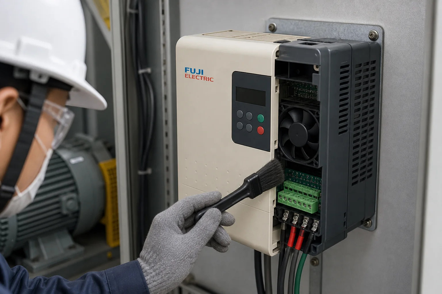 Kiểm tra terminal điều khiển và quạt làm mát biến tần Fuji Electric