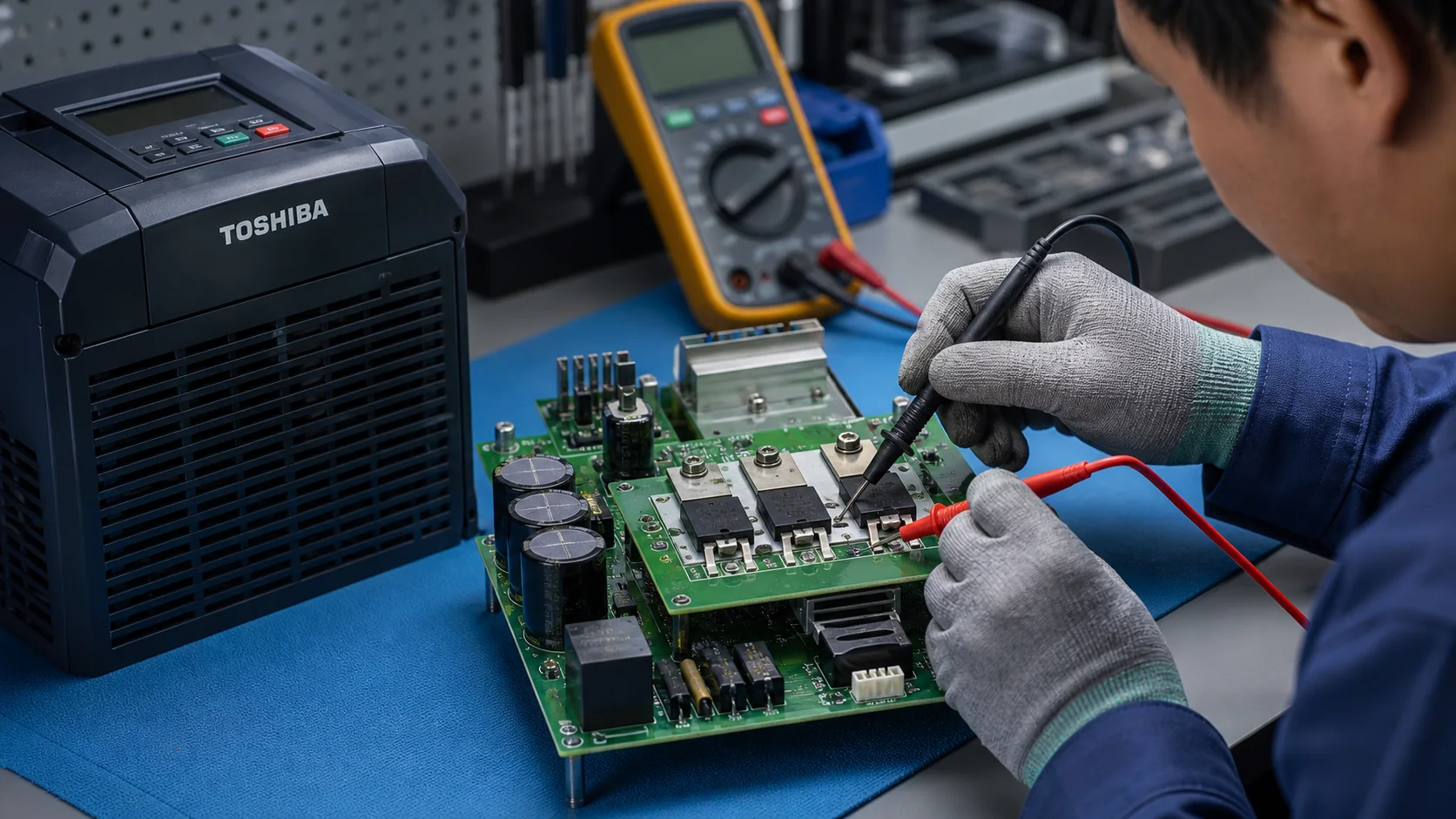 Đo kiểm bo công suất biến tần Toshiba trong môi trường chống tĩnh điện