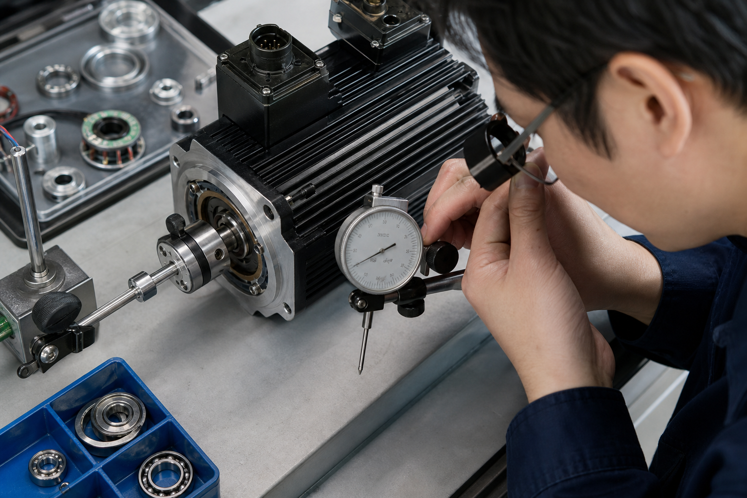 Kiểm tra encoder, trục và ổ bi của servo motor