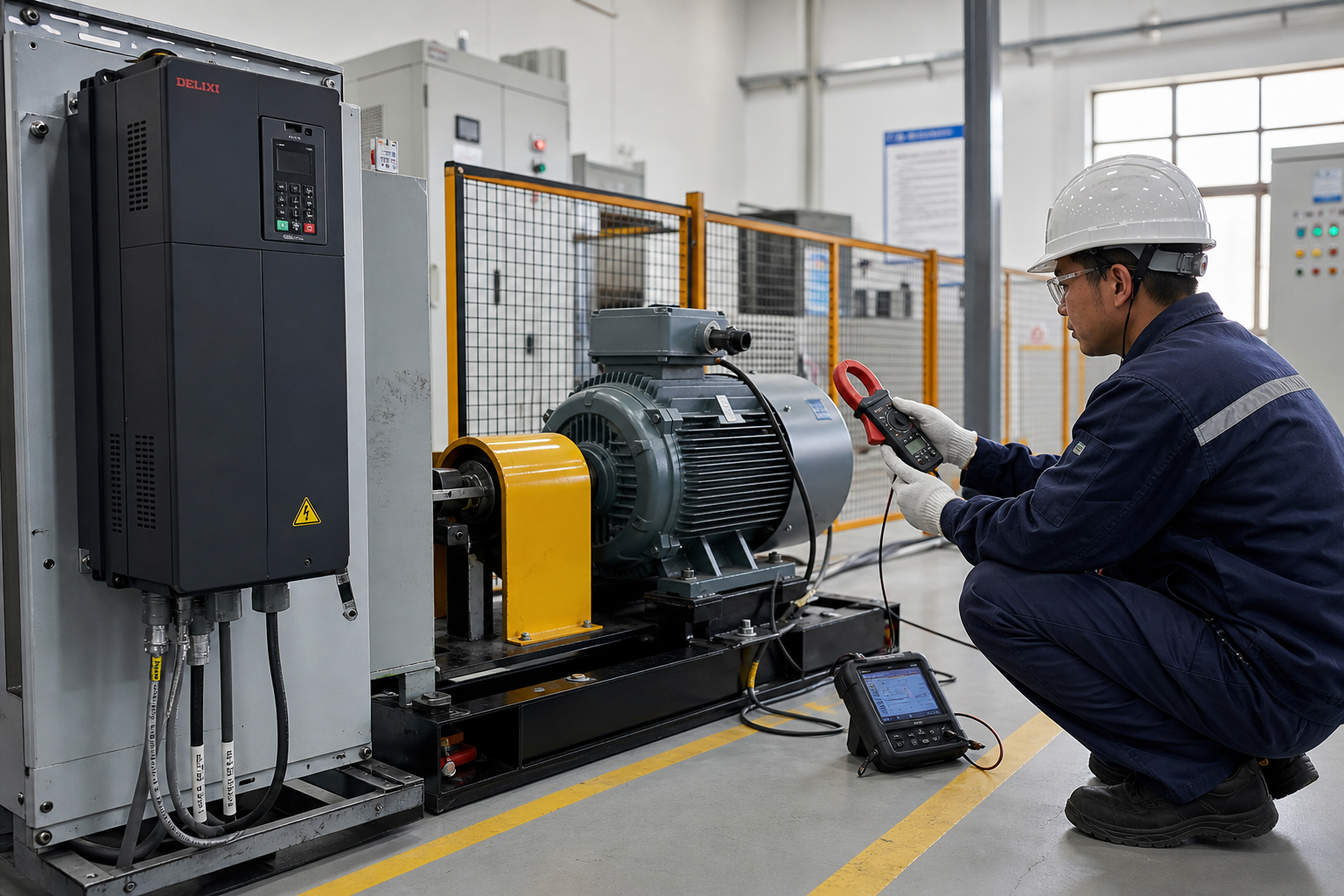 Chạy thử động cơ và đo dòng sau khi cài biến tần Delixi CDI-E102
