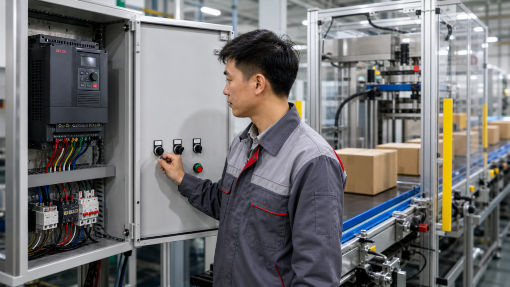 Cài đặt nhiều cấp tốc độ biến tần Delixi CDI-E102 cho băng tải