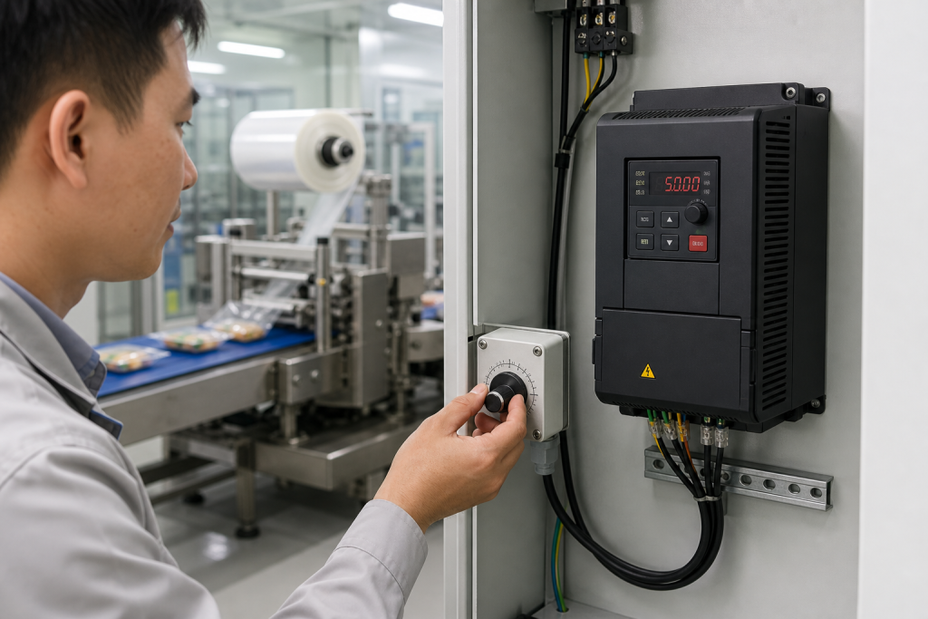 Điều chỉnh tốc độ biến tần Delixi CDI-E102 bằng biến trở ngoài