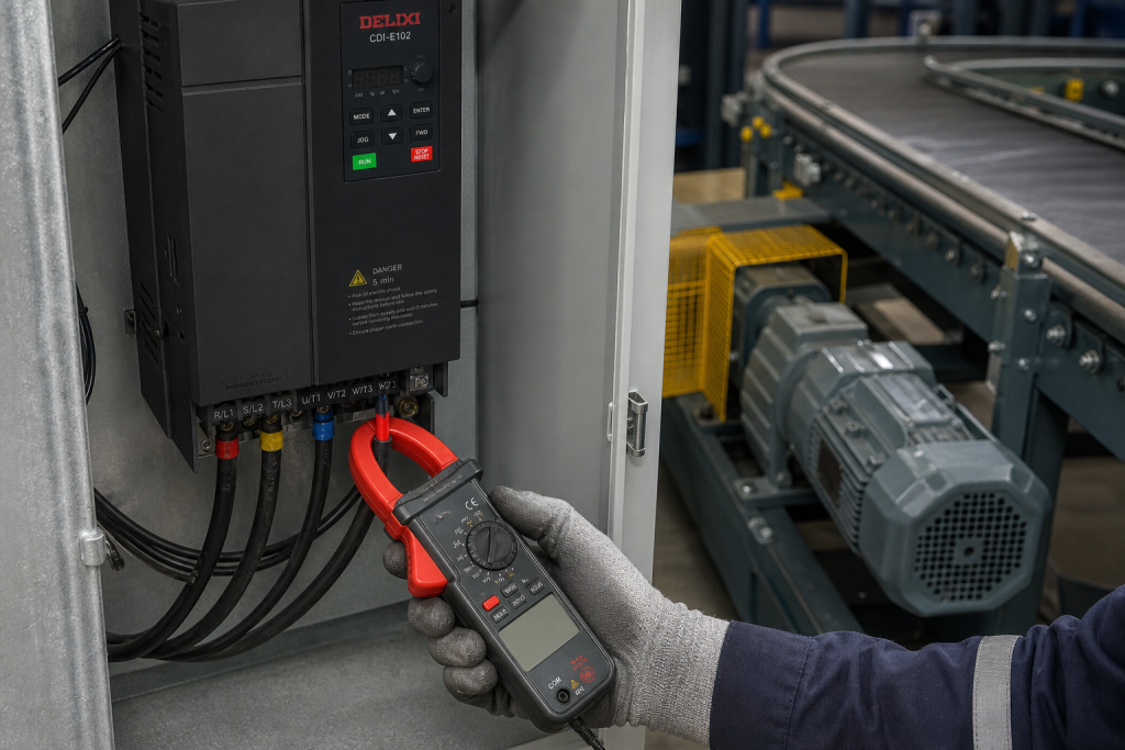 Đo dòng động cơ khi tăng tốc bằng biến tần Delixi CDI-E102