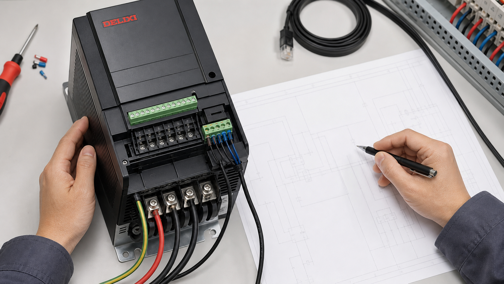 Kiểm tra terminal và I/O của biến tần Delixi CDI-E102