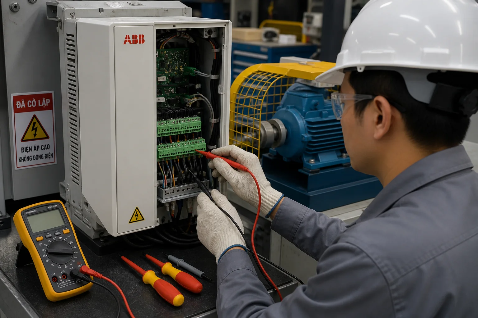 Kiểm tra terminal và quạt làm mát biến tần ABB