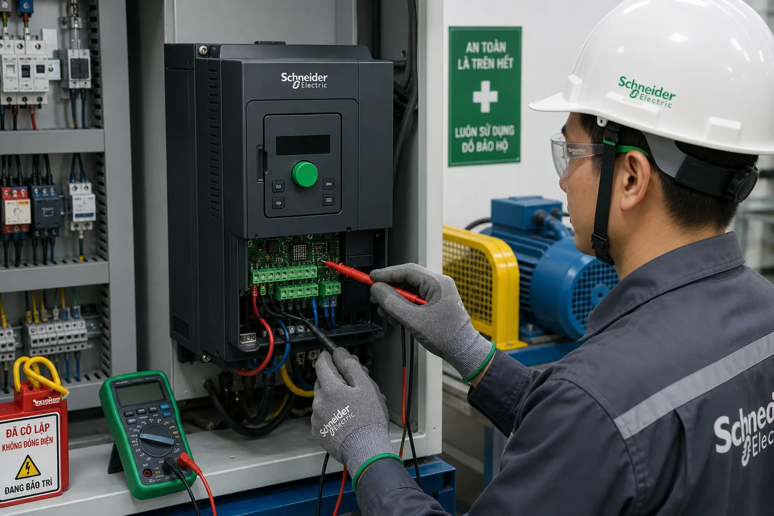 Kiểm tra terminal và quạt làm mát biến tần Schneider Electric