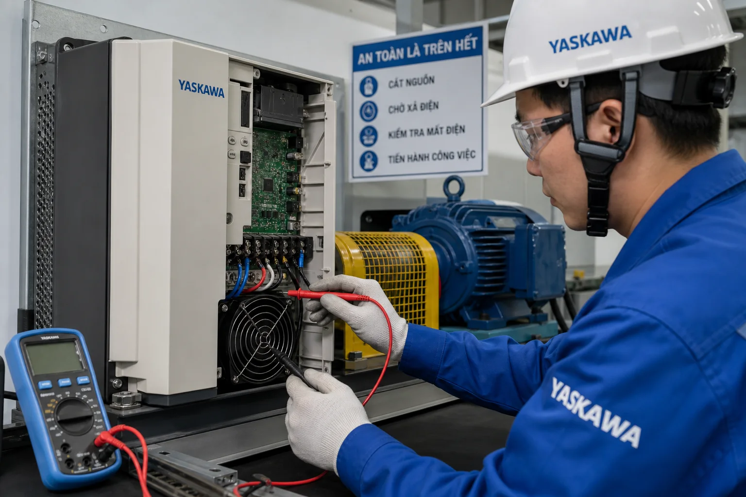 Kiểm tra terminal và quạt làm mát biến tần Yaskawa