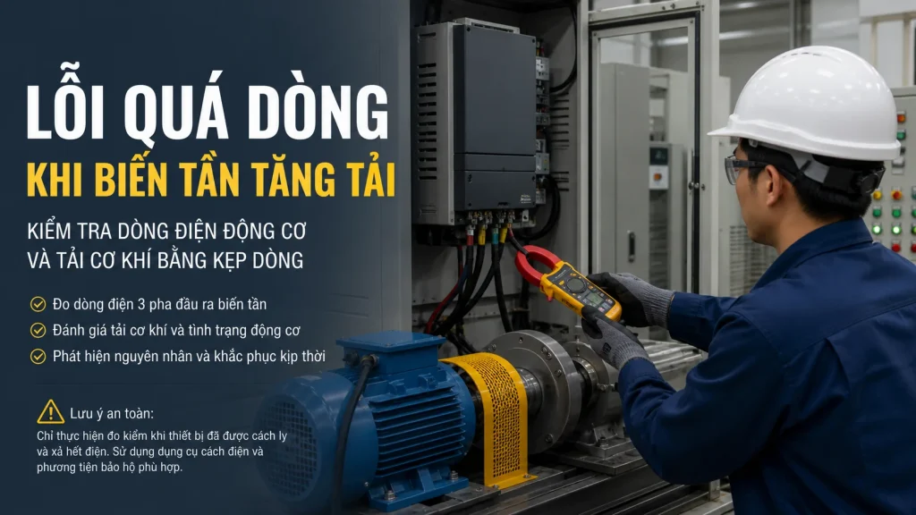 Kỹ thuật viên chẩn đoán tình trạng quá dòng của hệ truyền động biến tần