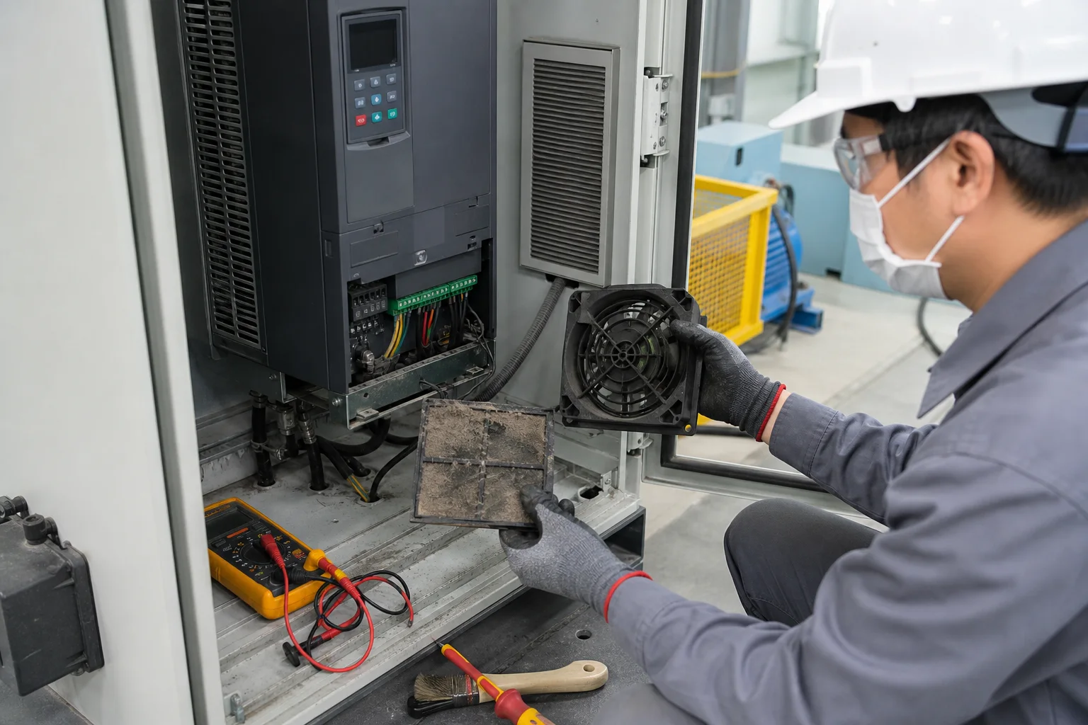 Vệ sinh quạt, bộ lọc và đường thông gió trong tủ điện