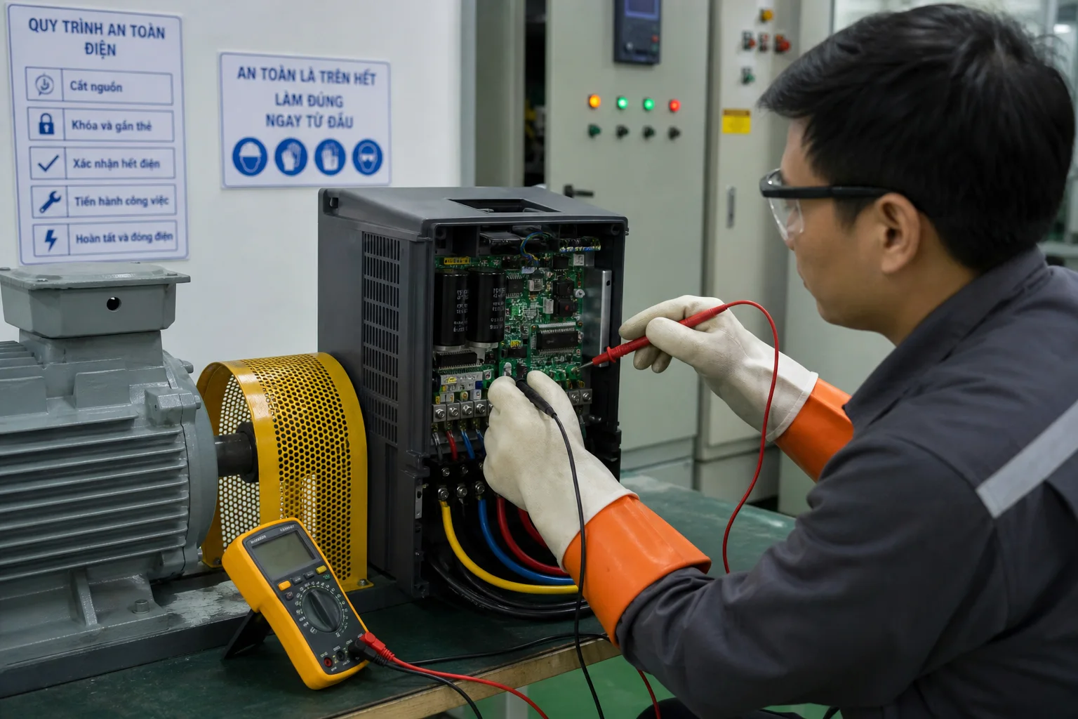 Kiểm tra cảm biến dòng và tầng công suất của biến tần