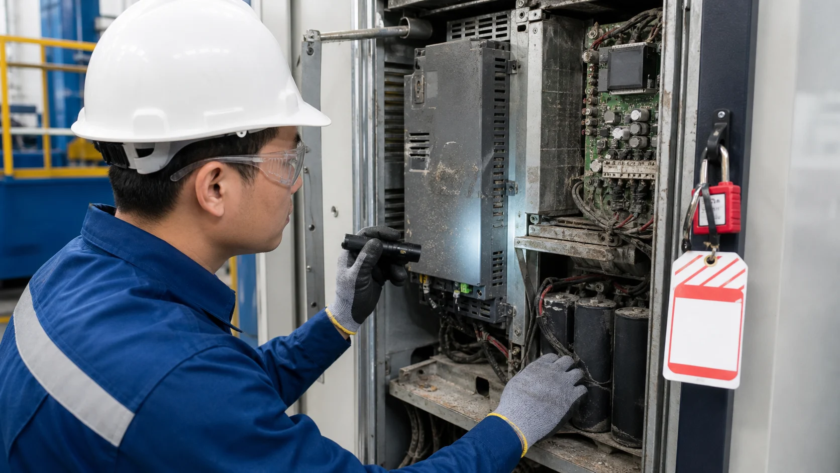 Kiểm tra tác động của bụi, nhiệt độ và độ ẩm lên tủ biến tần.