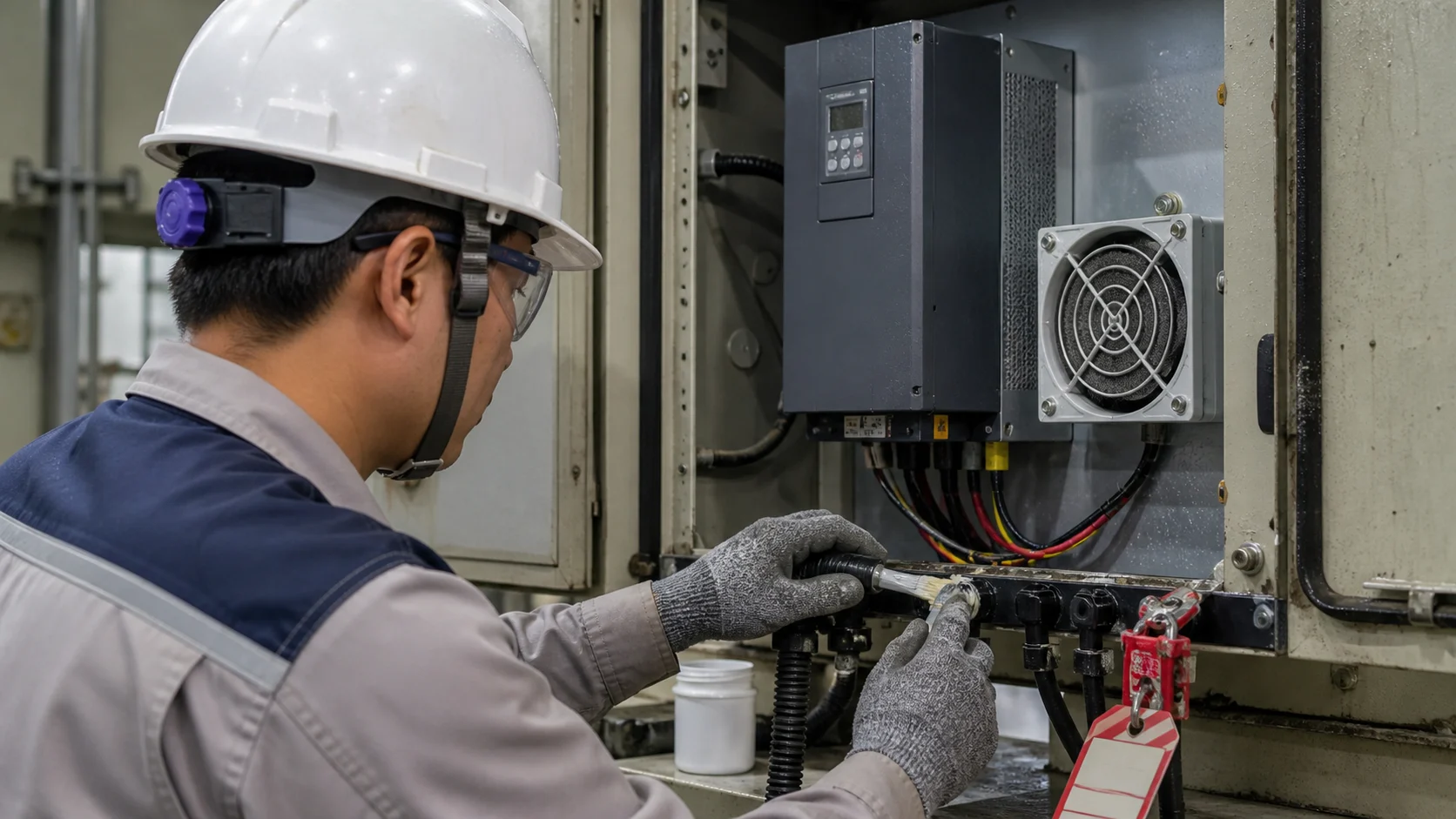 Bịt kín đầu cáp và bổ sung lọc gió để hạn chế bụi ẩm xâm nhập.