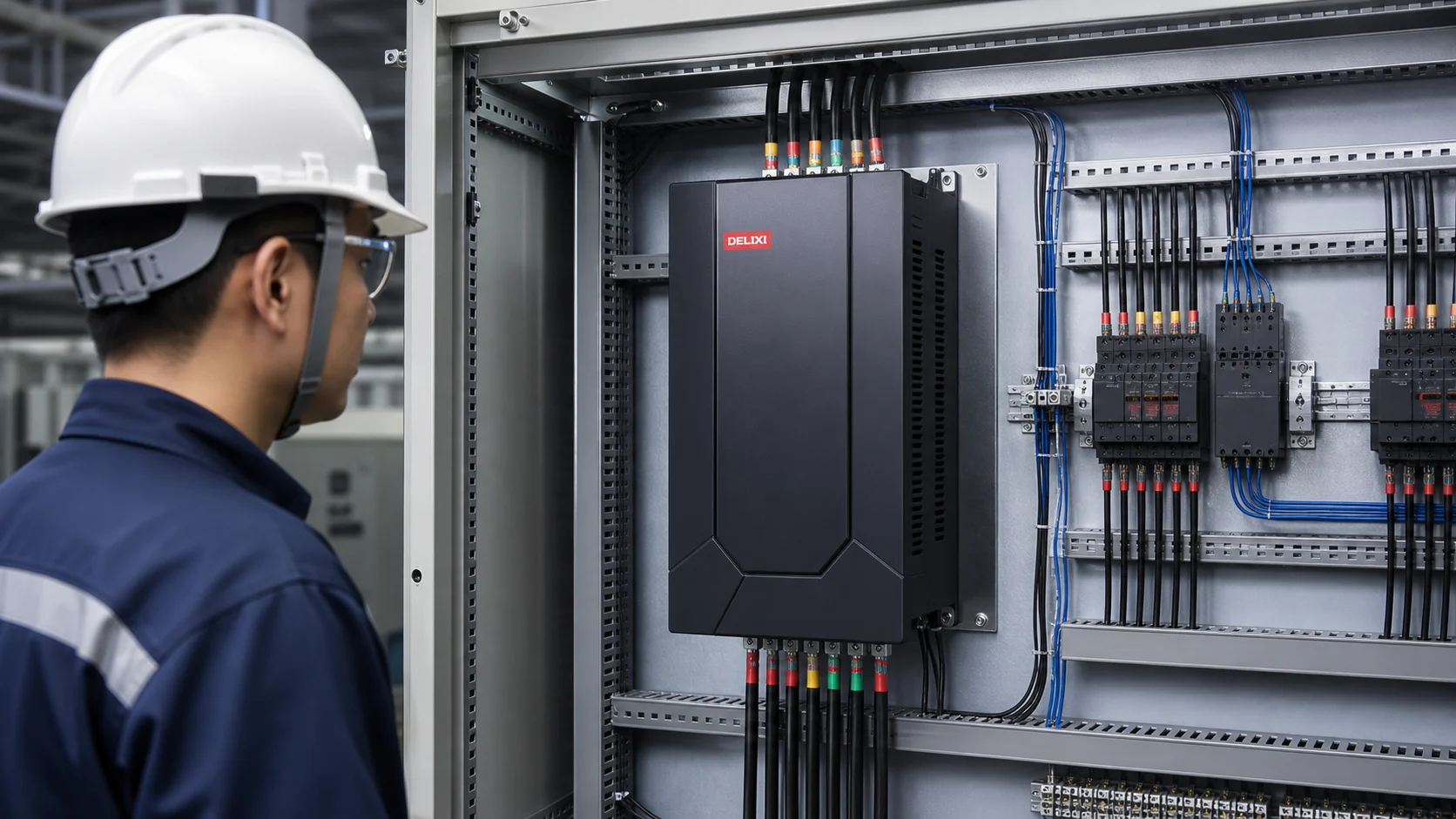 Đấu dây biến tần Delixi CDI-E102 trong tủ điện