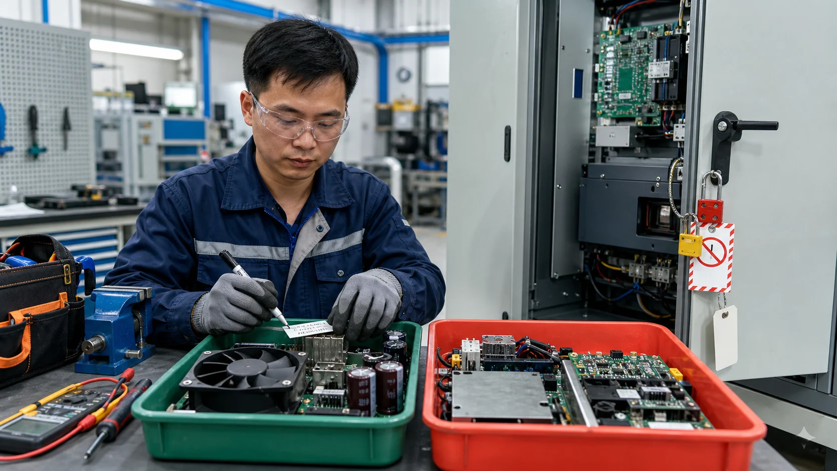 Lập kế hoạch chẩn đoán và sửa chữa biến tần theo từng công đoạn kỹ thuật.