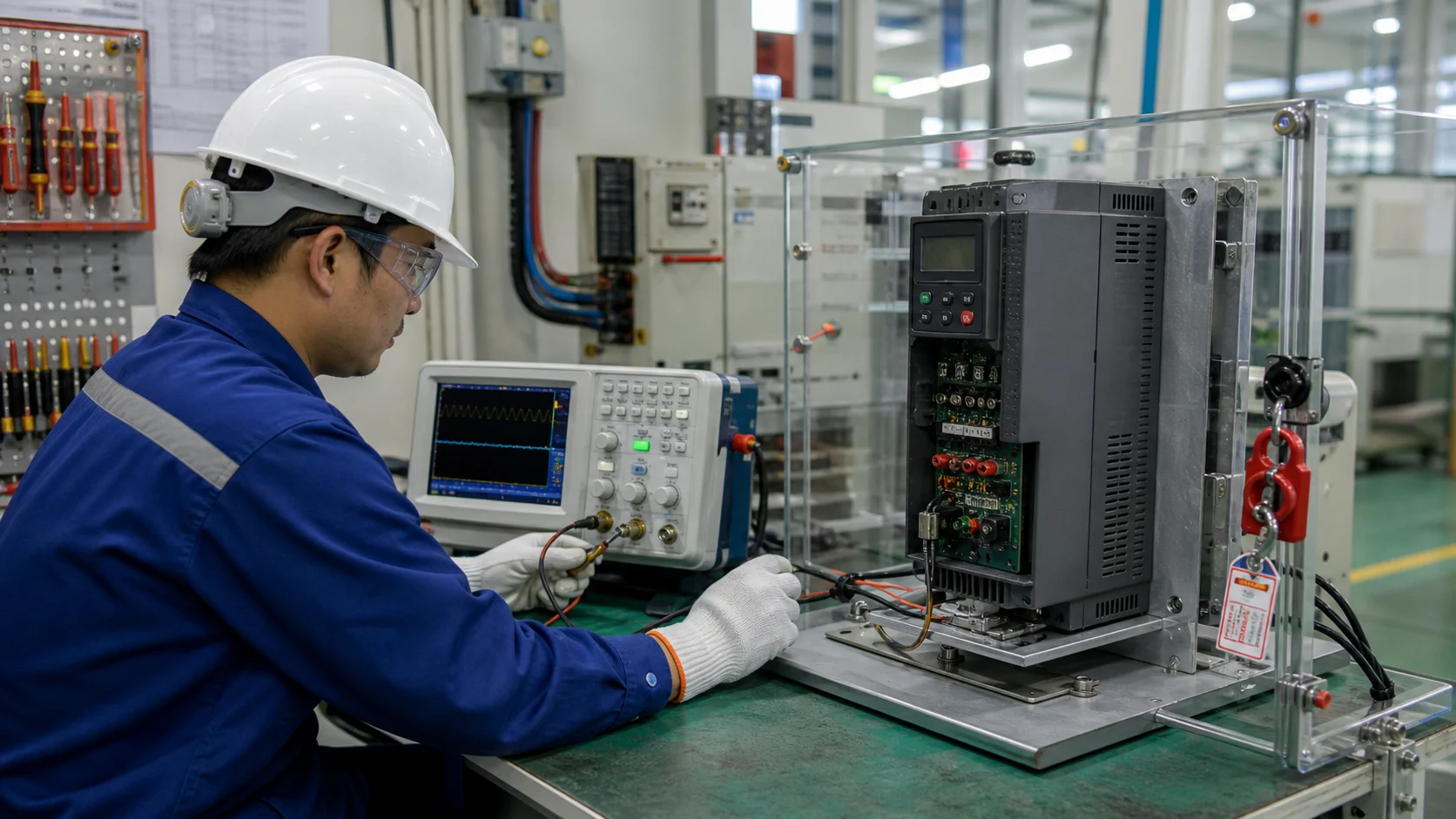 Kiểm tra dạng sóng trên bệ thử cách ly để khoanh vùng nguyên nhân.