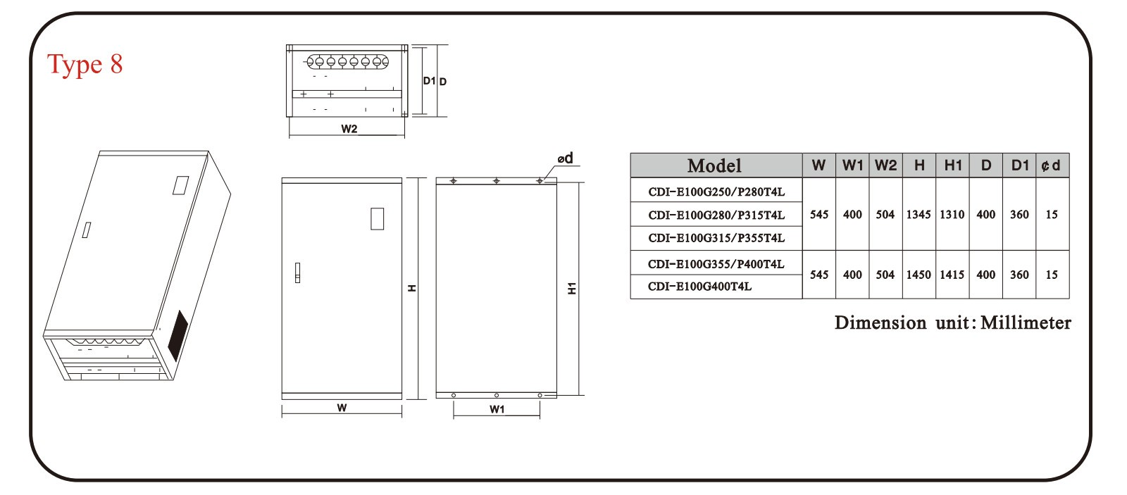 Biến tần CDI-E102G280/P315T4L 3 phase 380V (280/315KW) - hình ảnh sản phẩm 1