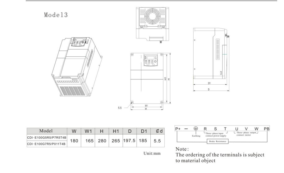 Kích thước lắp đặt Biến tần DELIXI CDI-E102G5R5/P7R5T4B 3 phase 380V (5.5/7.5KW)